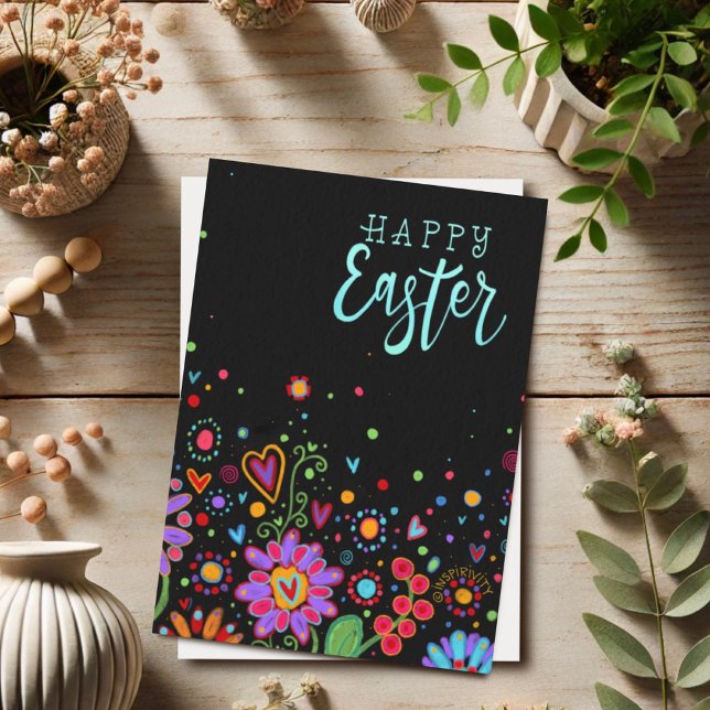 Tarjeta Bonito Floral Inespiritualidad Feliz Pascua Colori (Subido por el creador)