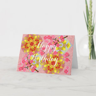 Tarjeta Bonito floral japonesa de cerezo rosa
