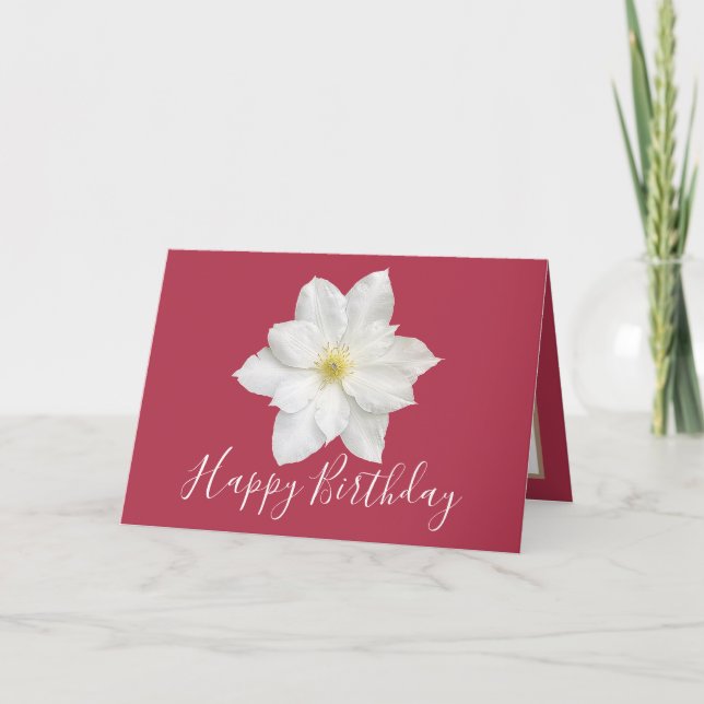 Tarjeta Bonito Floral Moderno Clematis Flower Pink Birday (Anverso)