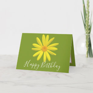 Tarjeta Bonito Floral Moderno Daisy Flor Aniversario Verde