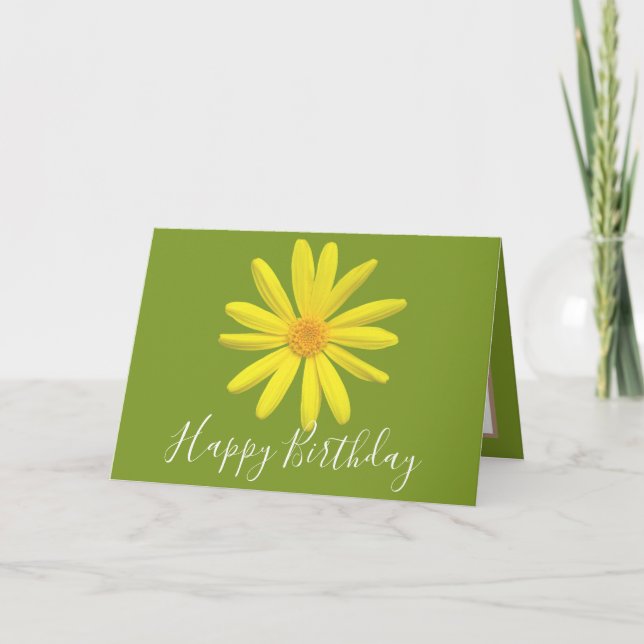 Tarjeta Bonito Floral Moderno Daisy Flor Aniversario Verde (Anverso)