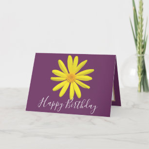 Tarjeta Bonito Floral Moderno Daisy Flor Púrpura Cumpleaño