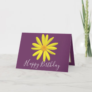 Tarjeta Bonito Floral Moderno Daisy Flor Púrpura Cumpleaño