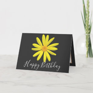 Tarjeta Bonito Floral Moderno Daisy Flower Gray Cumpleaños