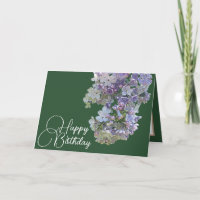 Bonito Floral Moderno Lilac Flor Verde Cumpleaños