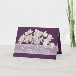 Tarjeta Bonito Floral Moderno Orquídea Flor Morado Cumplea