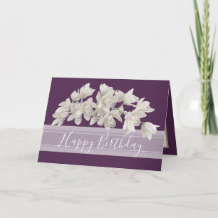 Tarjeta Bonito Floral Moderno Orquídea Flor Morado Cumplea