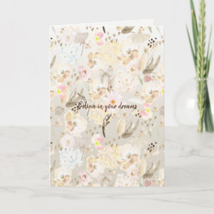 Tarjeta Bonito Floral rosa crema neutra