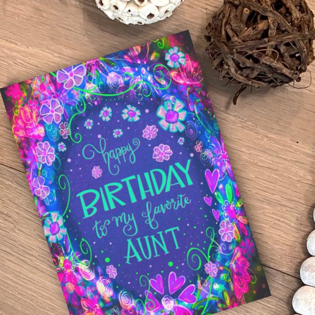 Tarjeta Bonito Floral Rosa Favorito Tía Cumpleaños (Subido por el creador)