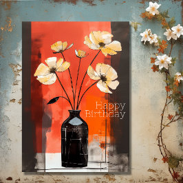 Tarjeta Bonito Flores modernas y cumpleaños de grano