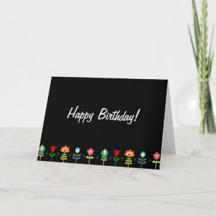 Tarjeta Bonito Flores populares retro Feliz cumpleaños