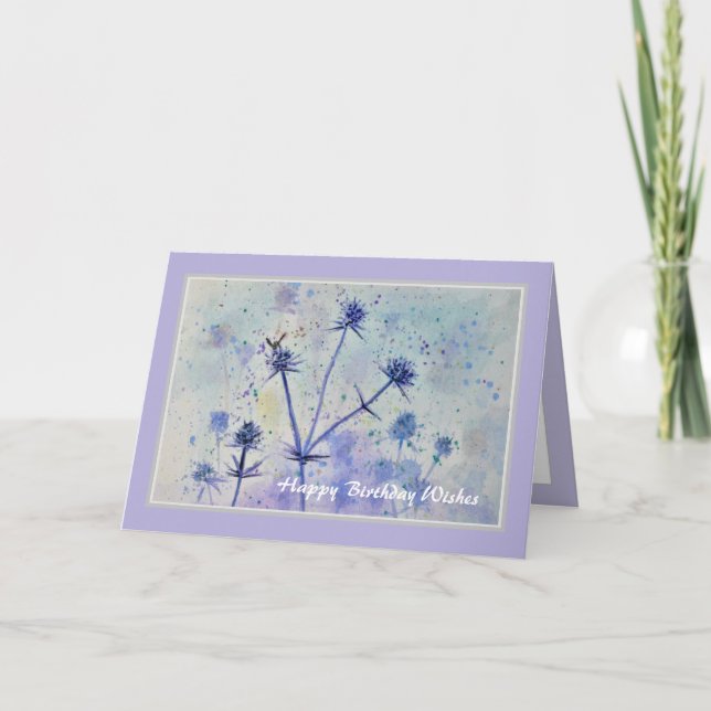 Tarjeta Bonito Flores salvajes acuarela Feliz cumpleaños (Anverso)