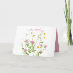 Tarjeta Bonito Flores salvajes Daisy Carnation Pink