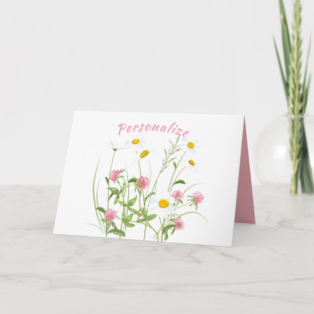 Tarjeta Bonito Flores salvajes Daisy Carnation Pink (Anverso)