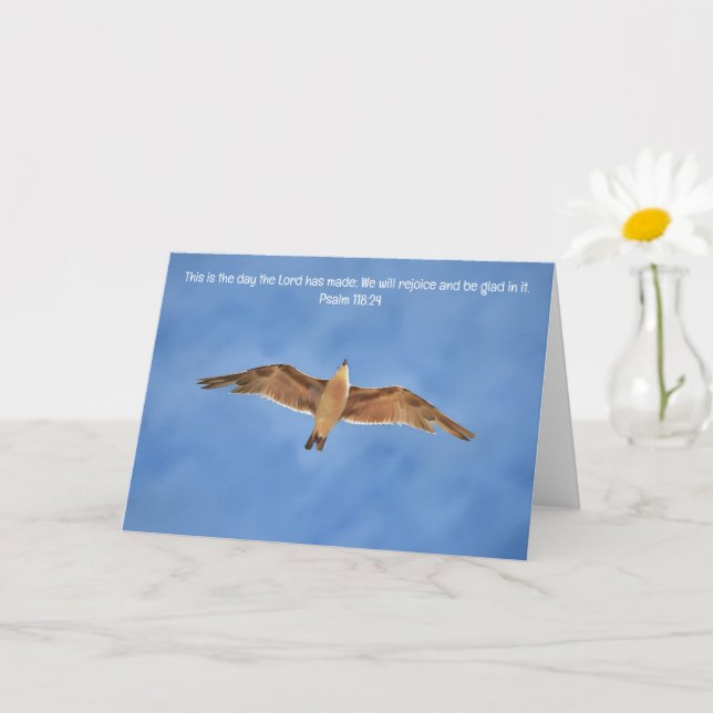 Tarjeta Bonito Flying Sea Gull Bird Bible Verse Art Note (Planta pequeña)
