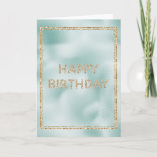 Tarjeta Bonito Glam Mint Green Gold Purpurina Cumpleaños