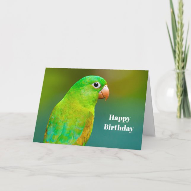 Tarjeta Bonito Green Parrot Foto Cumpleaños (Anverso)