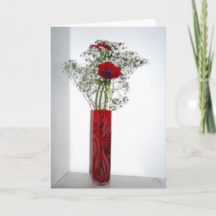 Tarjeta Bonito jarrón rojo tallado