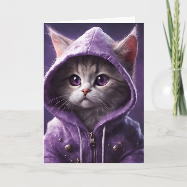Tarjeta Bonito Kitty en una cartilla morada para todas las (Anverso)