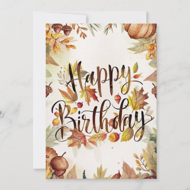 Tarjeta Bonito Maple Leaf otoño otoño feliz cumpleaños (Anverso)
