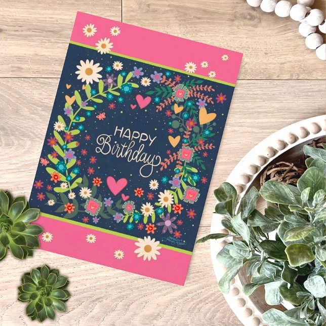 Tarjeta Bonito Marina Rosa Floral Diversión de cumpleaños  (Subido por el creador)