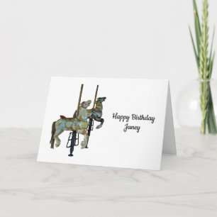 Tarjeta Bonito Merry Go Round Carousel Horarios Cumpleaños