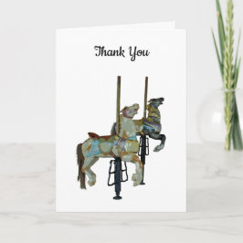 Tarjeta Bonito Merry Go Round Carousse Horses Gracias