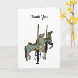 Tarjeta Bonito Merry Go Round Carousse Horses Gracias