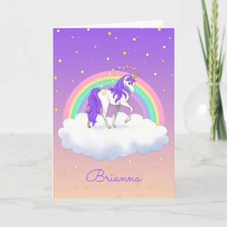 Tarjeta Bonito Morado Sweet Dreams Rainbow Unicorn
