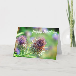 Tarjeta Bonito Morado Thistle Garden Flower Cumpleaños