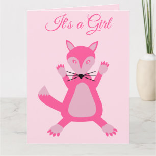 Tarjeta Bonito Niña Rosa Fox Personalizado Revelación de G