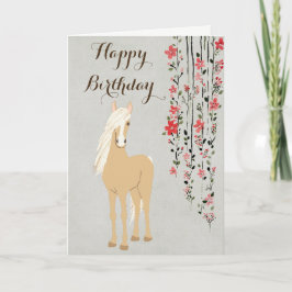 Tarjeta Bonito Palomino Pony y Flores