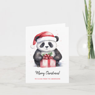 Tarjeta Bonito Panda Santa Merry Navidad