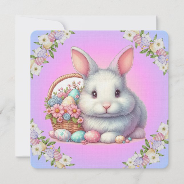 Tarjeta Bonito Pastel de conejo de Pascua (Anverso)