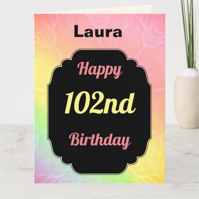 Tarjeta Bonito personalizada 102º cumpleaños (Anverso)