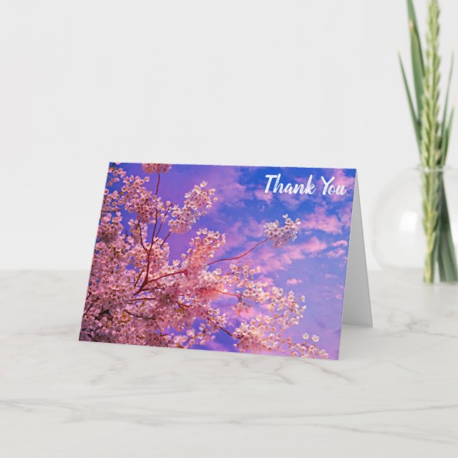 Tarjeta Bonito Pink Cherry Blossom Gracias (Anverso)