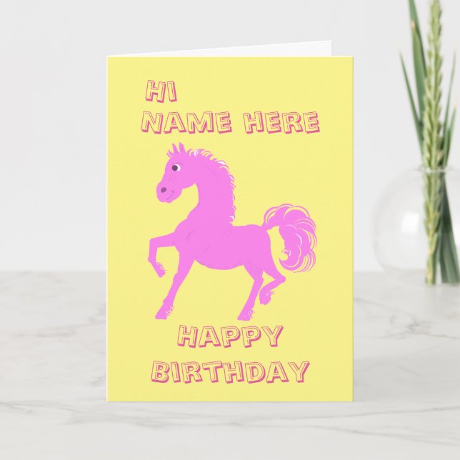 Tarjeta Bonito Pony Rosa, cumpleaños de Chicas (Anverso)