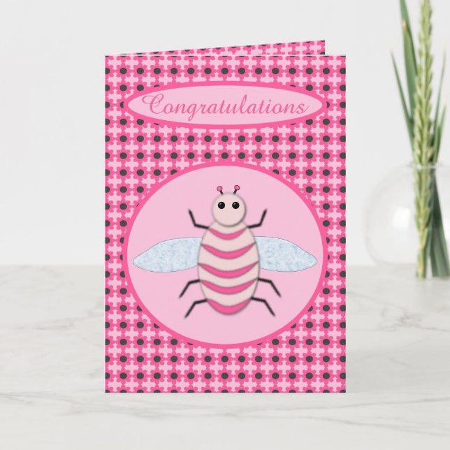 Tarjeta Bonito Rosa Baby Bee (Anverso)