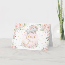 Bonito Rubor Floral Elephant Baby Shower Gracias