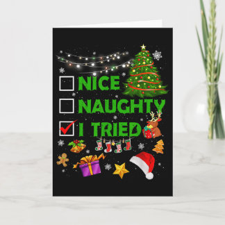 Tarjeta Bonito Travieso Intenté Luz De árbol De Navidad Di
