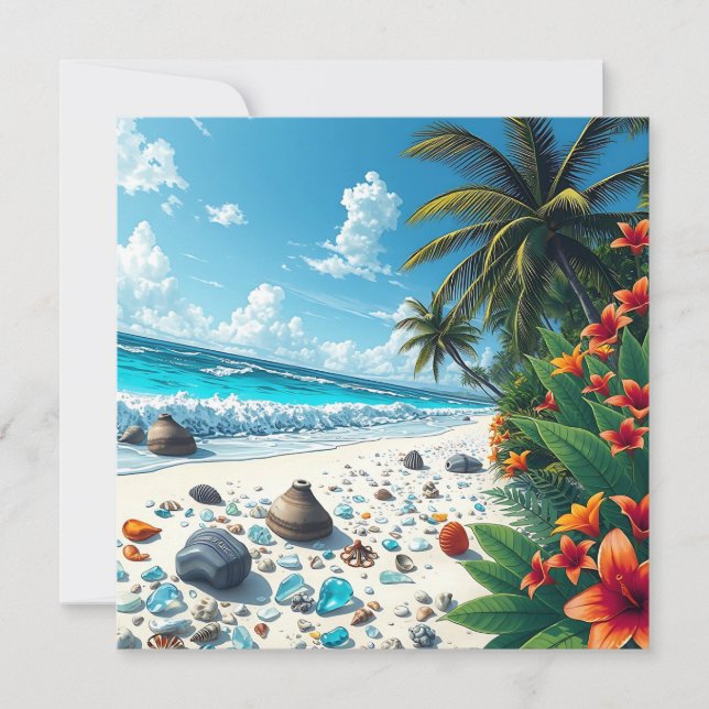 Tarjeta Bonito Tropical Beach Scene | En blanco (Anverso)