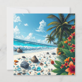 Tarjeta Bonito Tropical Beach Scene | En blanco