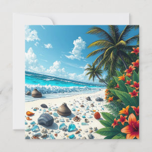 Tarjeta Bonito Tropical Beach Scene   En blanco