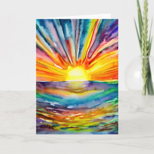 Tarjeta Bonito vibrante y colorida puesta de sol sobre el