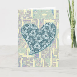 Tarjeta Bonito Whimsical Blue Heart Resumen Arte Valentine