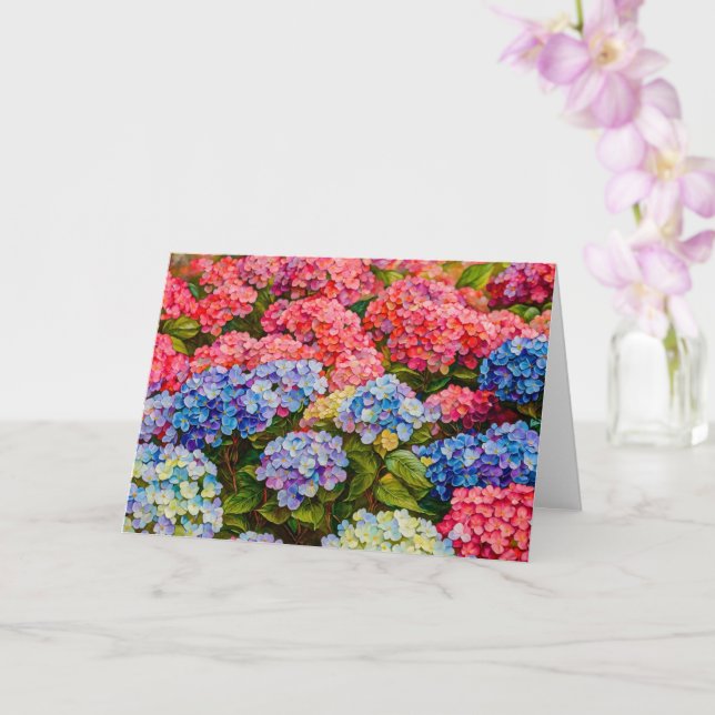 Tarjeta Bonito y arte de hidrangea colorida (Orquídea)