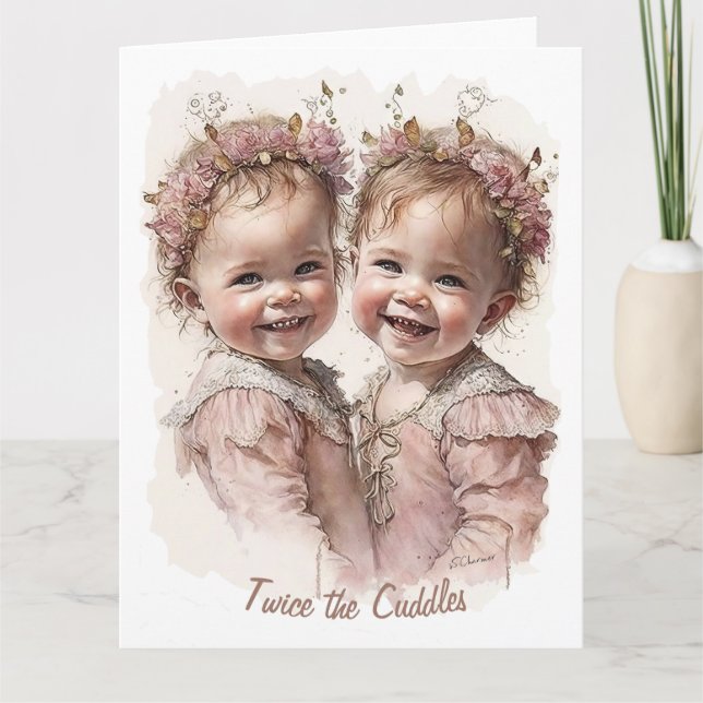 Tarjeta Bonito y hermanas y gemelos curados Cumpleaños (Anverso)