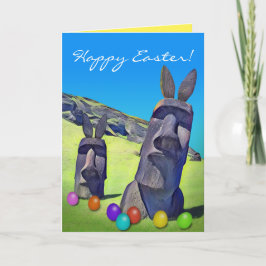 Tarjeta Bonitos Bunnies De Isla De Pascua Con Huevos De Pa