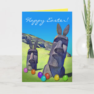 Tarjeta Bonitos Bunnies De Isla De Pascua Con Huevos De Pa