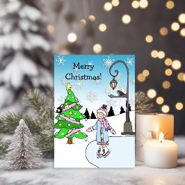 Tarjeta Bonitos con copos de nieve y Navidades de invierno